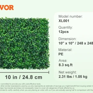 SucceBuy 12PCS 10x10 in Artificial Boxwood Panels